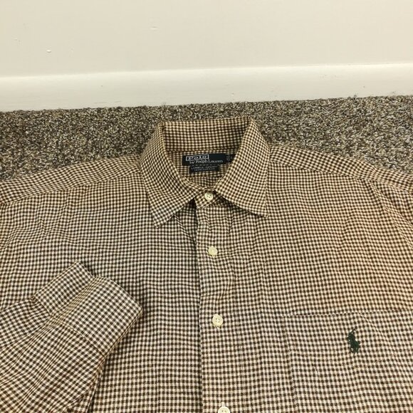 Vintage Polo Ralph Lauren Shirt Flannel Gingham Checked Lowell Sport Mens Large - Picture 1 of 11
